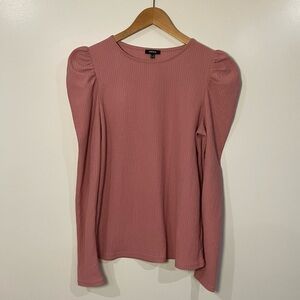 Mexx Pink Ribbed Puff Shoulder Top – Size Medium